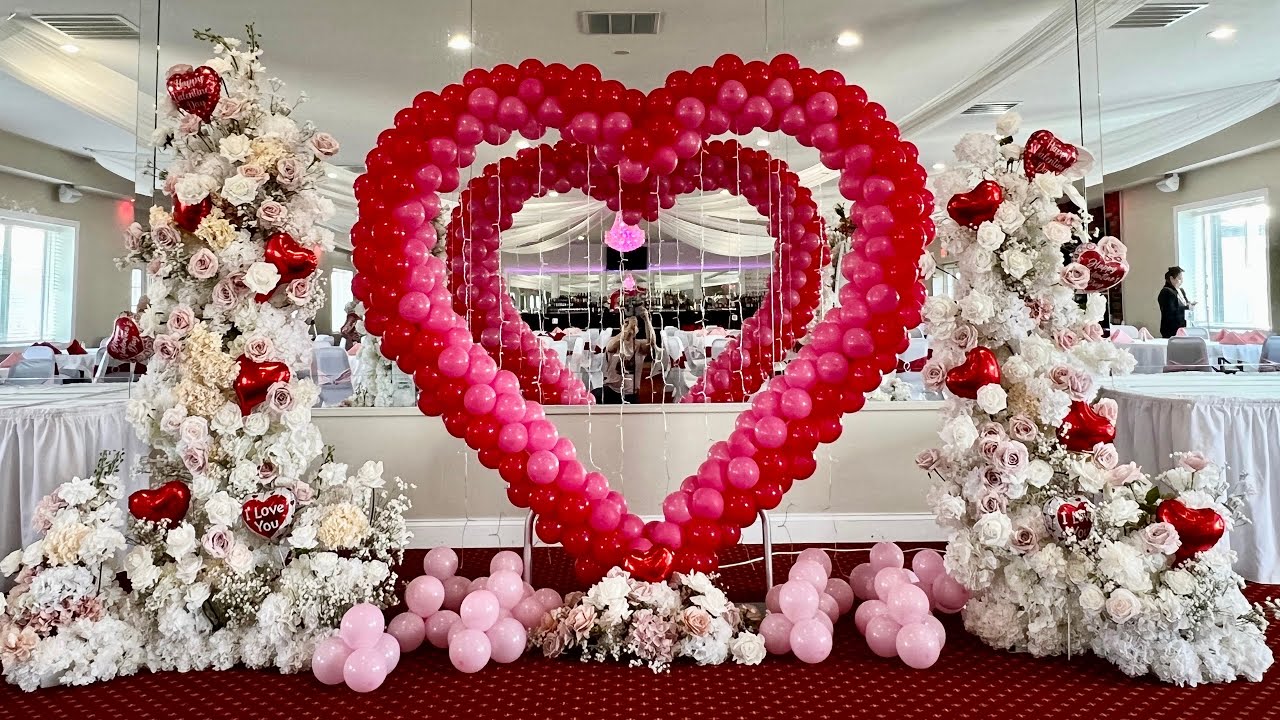 Valentine's Day Balloon Garland Kit - 120 Piece Red Pink Rose Gold LOVE Heart Balloon Decor