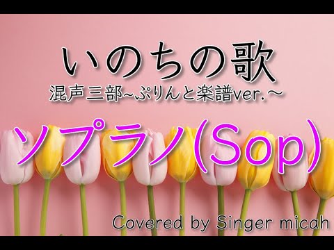 「いのちの歌」合唱曲／混声三部／ぷりんと楽譜ver／ソプラノ(Sop)フル歌詞付き- パート練習用  Covered by Singer micah