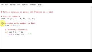 Python program to print odd Numbers in a List