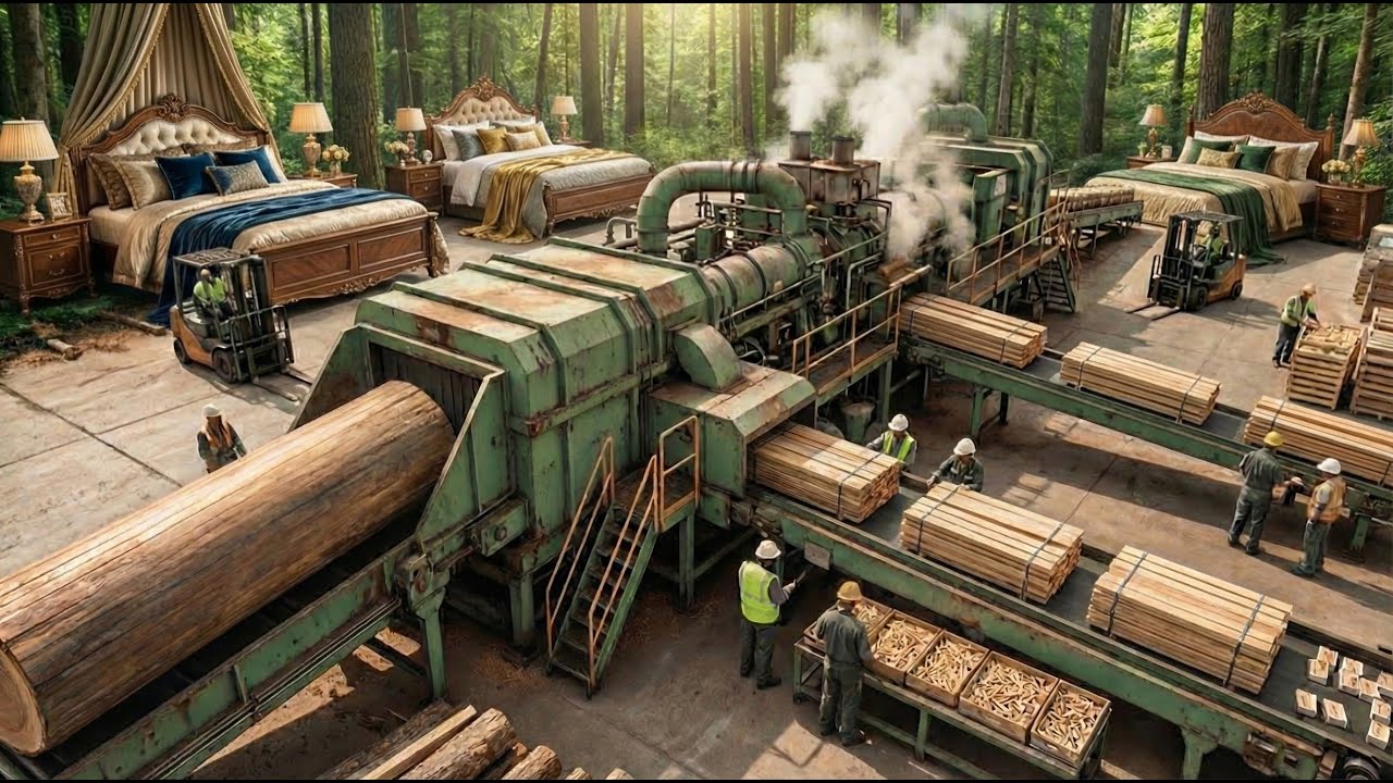 Inside the Oak Wood Luxury Beds Factory – How Premium Beds & Mattress Are Made from Logs