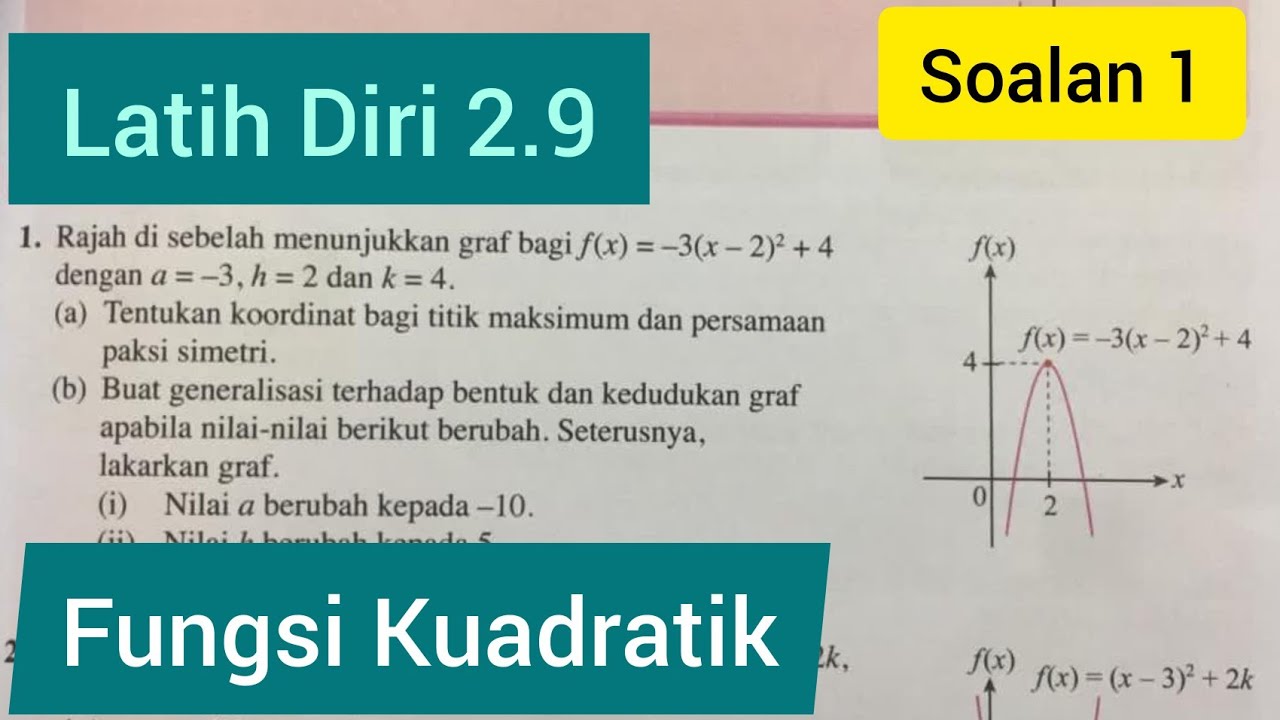 F4 C2 Fungsi Kuadratik Latih Diri 2 9 Soalan 1 Buku Teks Kssm Addmaths Youtube