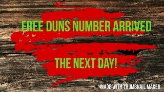 DUNS Number Arrived - Got it the Next Day