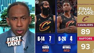 FIRST TAKE | Cavs in TROUBLE - Stephen A. Smith on Harden &amp; Mitchell struggles loss to Raptors 93-89