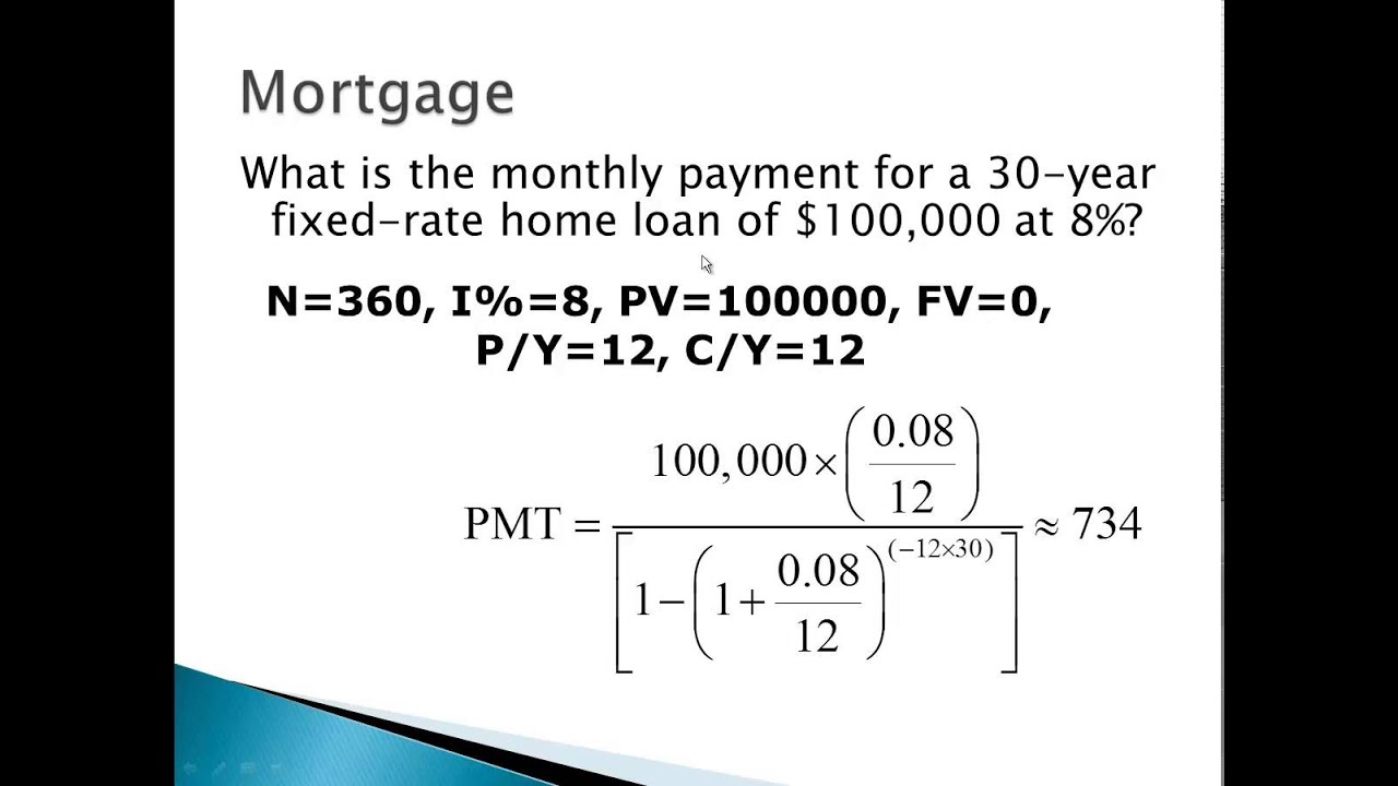 Mortgage calculation example YouTube