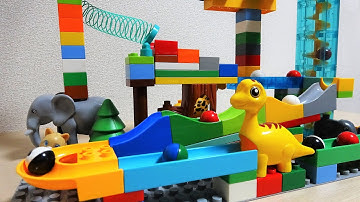 Marble Run ASMR☆Building Blocks Automatic Elevator & stairs Colorful Coaster,animals,dinosaur