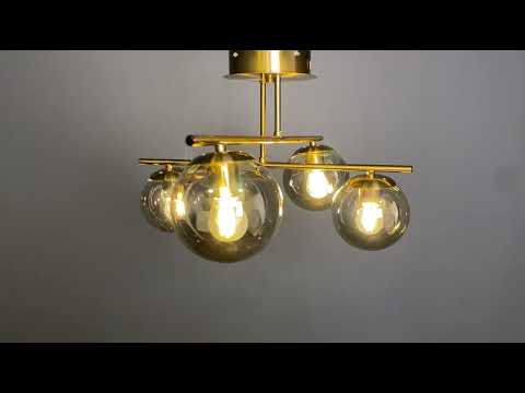 Бронзова сучасна люстра на 4 плафони (52-9801-4 BRZ+BK), видео 1