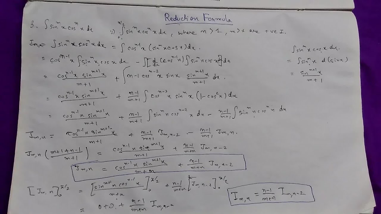 Reduction Formula- 3 - YouTube