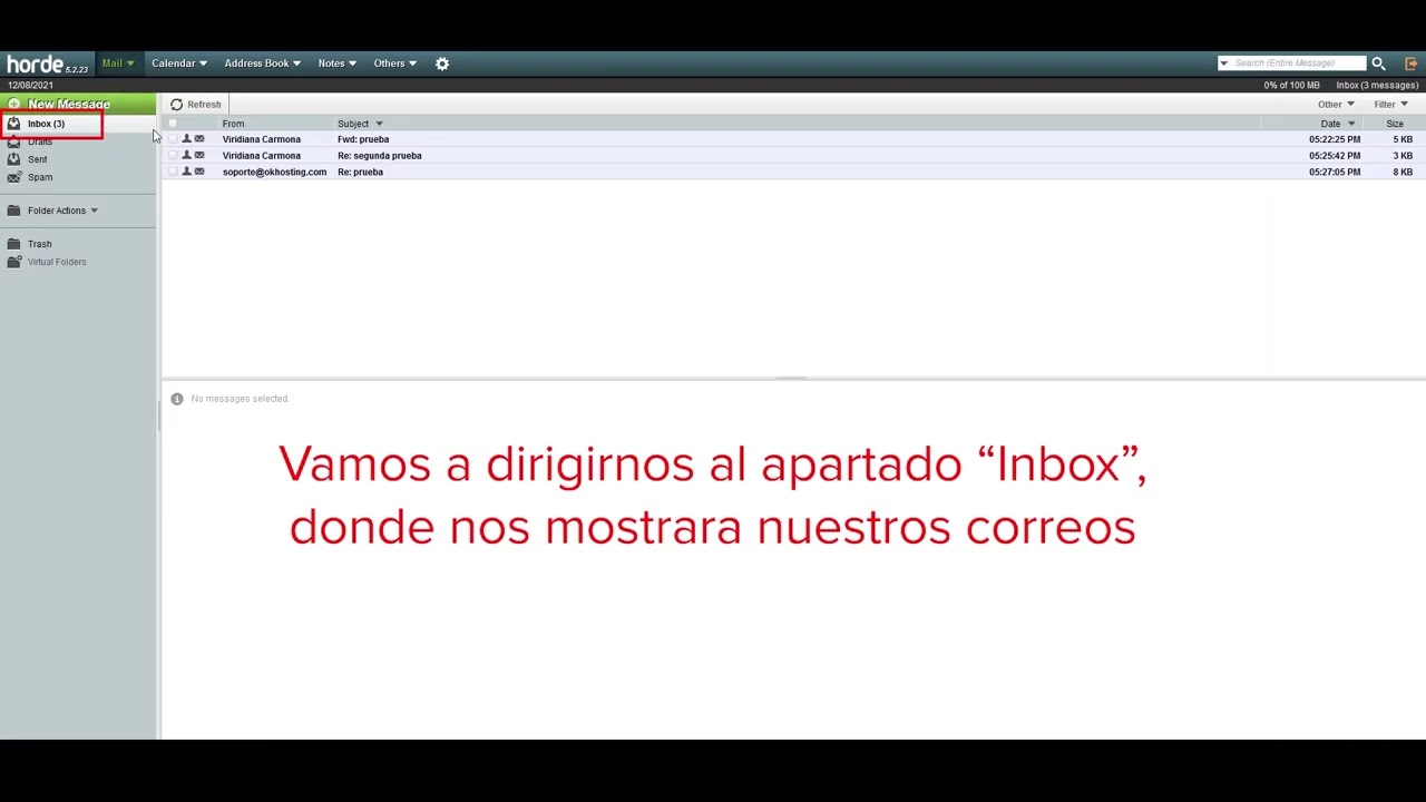 Eliminar correos desde webmail en horde