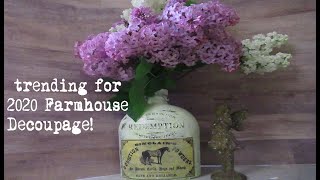 How to Decoupage a  2020 Trending Farmhouse Bottle #patioelfdecoupage