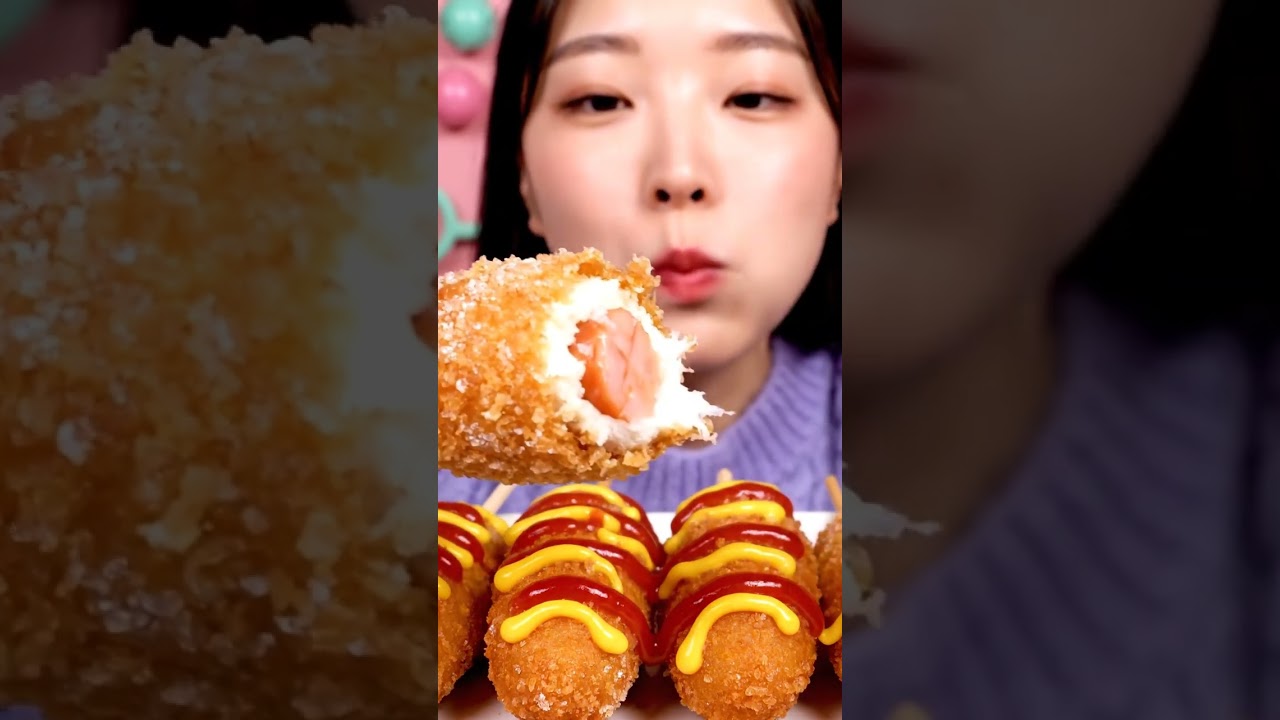 eating an Mini Corn Dogs Az bites ASMR Eating Video | AI ASMR 