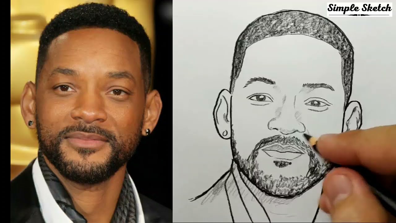 VERY EASY , How to draw will smith / simple sketch