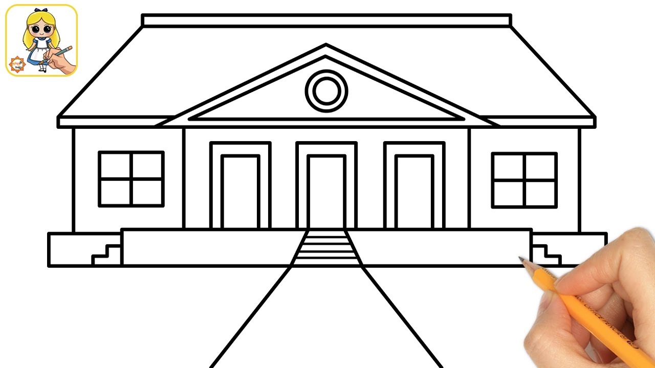 House Drawing / How to Draw a House Step by Step Ghar ka Chitra