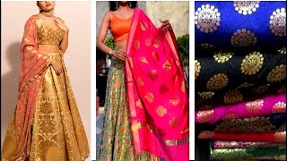 Beautiful Banarasi Fabric Lehenga Design For Wedding,Latest Brocade Lehenga Design,Partywear Lehenga