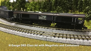 N Gauge DRS Class 66 with Megafrets and Containers
