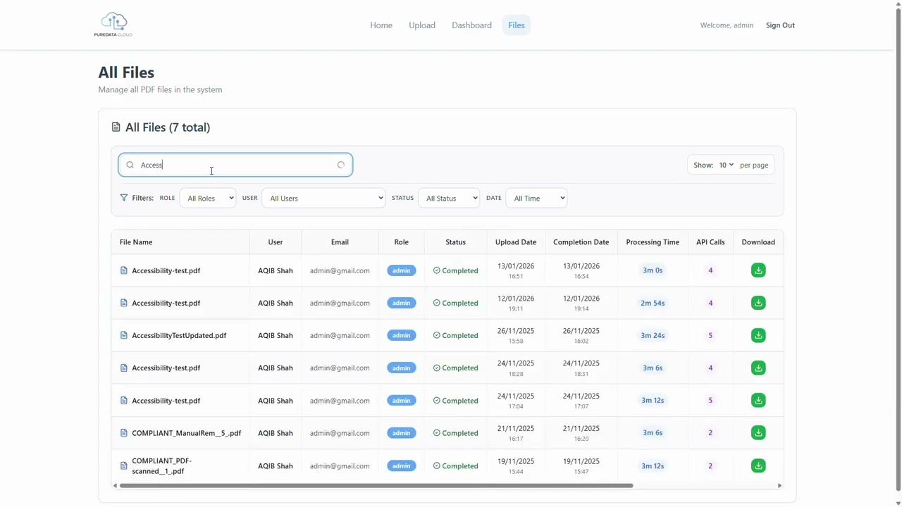 PureData Cloud PDF Accessibility Tool - Searching Demo
