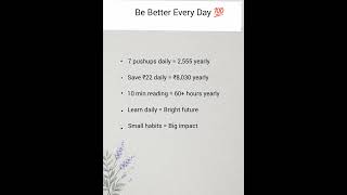Be Better Every Day 💯 | Small Habits Big Results 🔥#LifeChange #Discipline #MotivationHindi 🔥