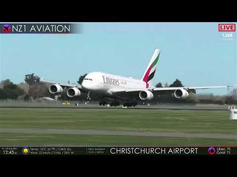 EK A380 Arrival - CHC - New Zealand