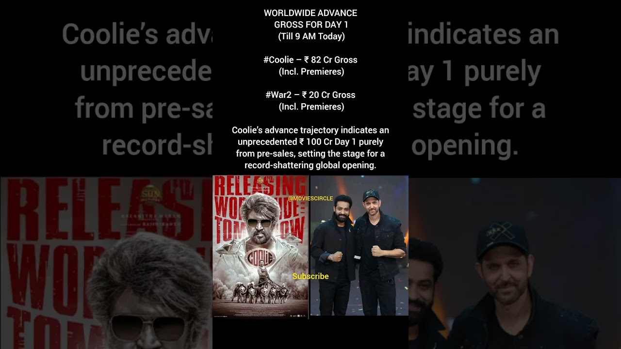 🔥 War 2 vs Coolie 🔥 | Day 1 Advance WAR Begins! 🔥| 