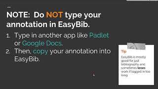 EasyBib - Add summary/annotation