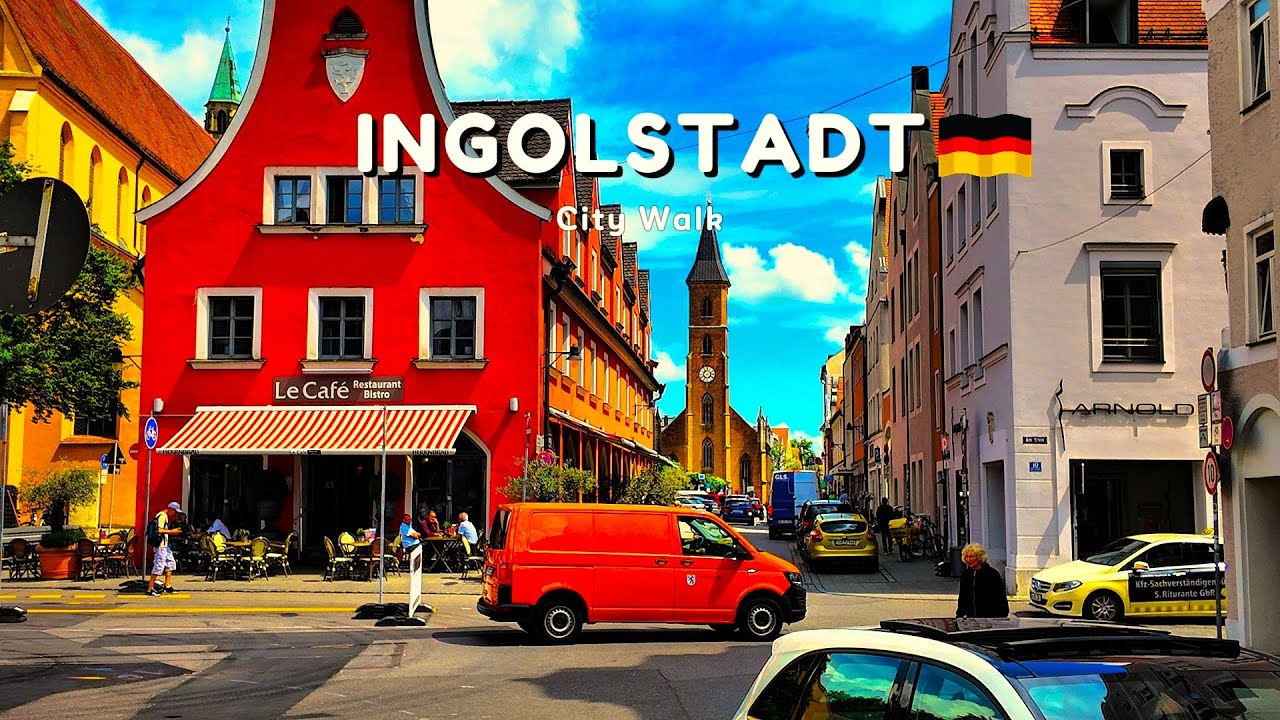 Ингольштадт, Германия: Спокойная прогулка по городу в прекрасный весенний день | 4K City Tour