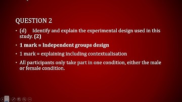 Experimental design and ethics Mark Scheme