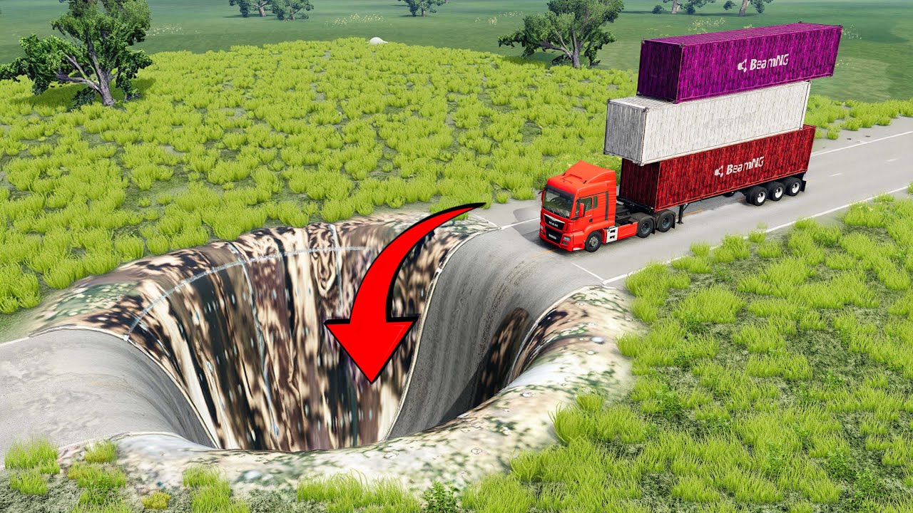 Cars vs Giant Pit Bridge  BeamNG Drive Challenge Ends in Total Destruction!