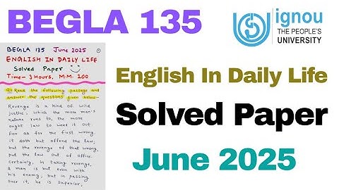 💯☺️ IGNOU BEGLA 135 June 2025 Previous Year Solved Paper English in daily life PYQ