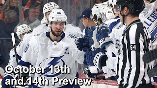 Previewing October 13th and 14th NHL Games