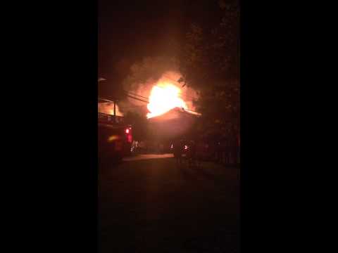 Fire at 'The Guzzle' in Thousand Island Park on Wellesley Island, NY Early A.M. 8.14.14 -