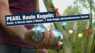 PEARL Boule Kugeln: Boule- & Boccia-Spiel: 8 Metall-, 1 Holz-Kugel, Abstandsmesser, Tasche screenshot 4