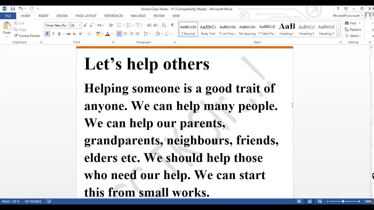 writing essay about helping others