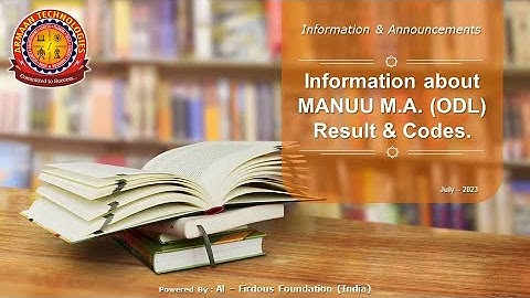 Information about MANUU M.A. (ODL) Result & Codes | MANNU | Result M.A (2021) Batch | مانو ریزلٹ
