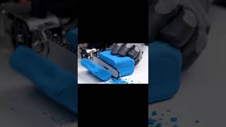 Mini Chainsaw Clay Block Split #asmr #satisfying