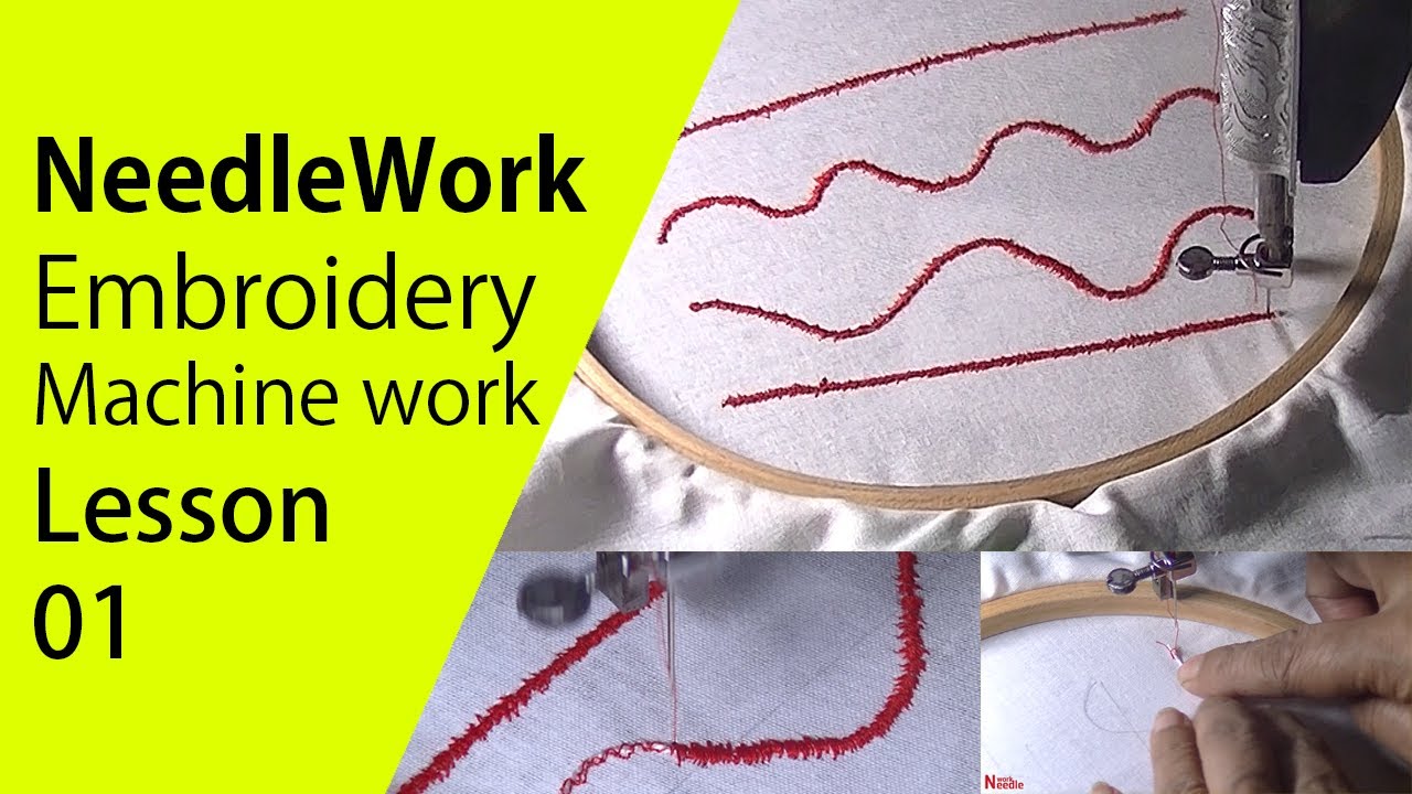 Line stitching Needlework Embroidery Machine Work Lesson 01 YouTube