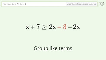 Solving Linear Inequalities: 3x+7 is Greater Than or Equal to 2x-3