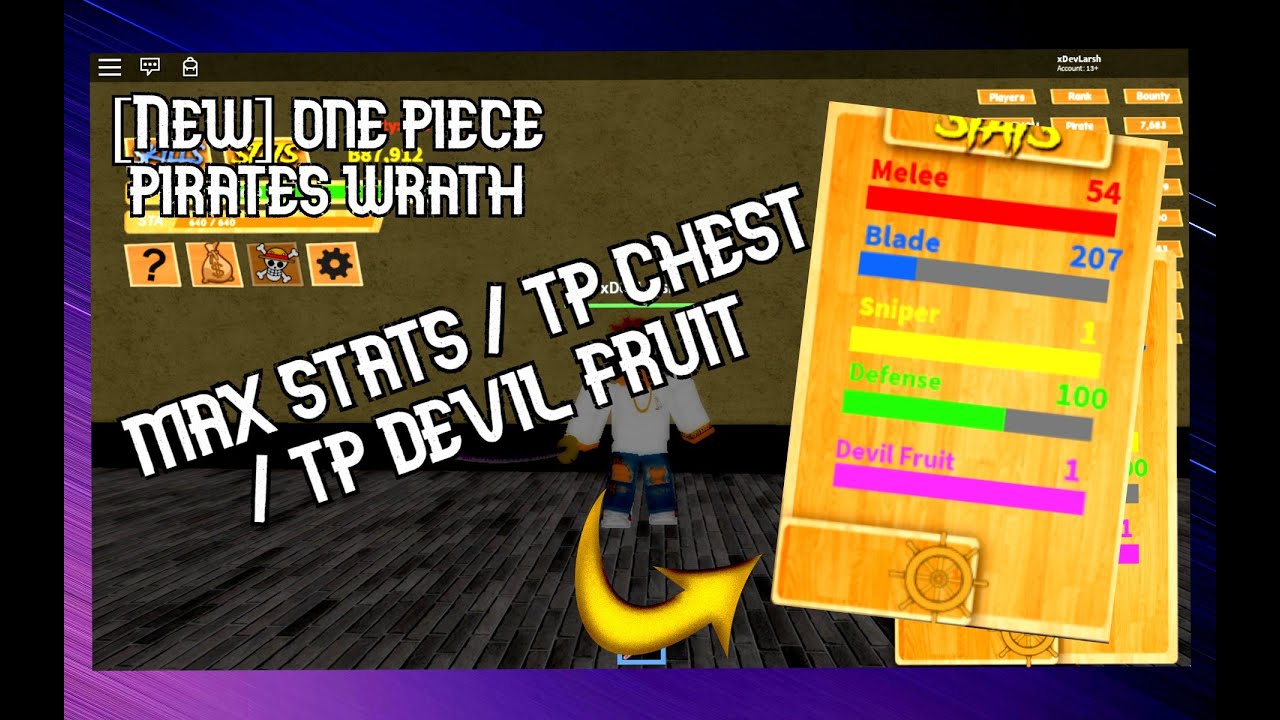 New One Piece Pirates Wrath Hack Script Max Stats Tp Devil Fruit Tp Chest Youtube - roblox one piece script