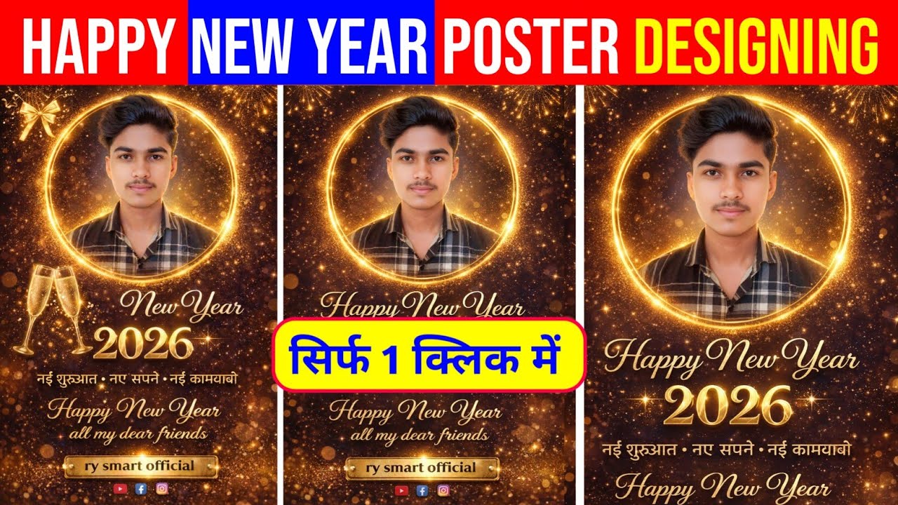 Happy New year ka Poster Kaise banaen  || Happy New year Professional poster designing 🔥