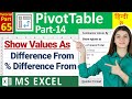 MS-EXCEL-65-Difference From | % Difference From in Pivot Table | Show Value As | PivotTable Tutorial
