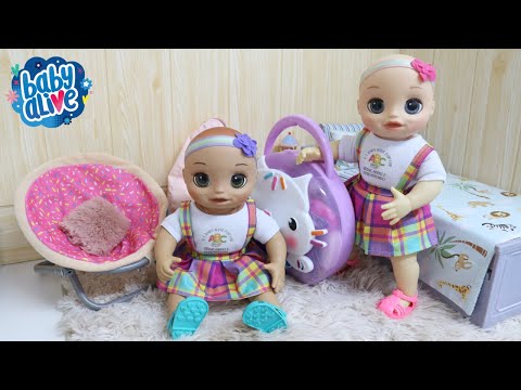 BABY ALIVE GÊMEAS NINA E HANNA COM UNIFORME NOVO DA CRECHE