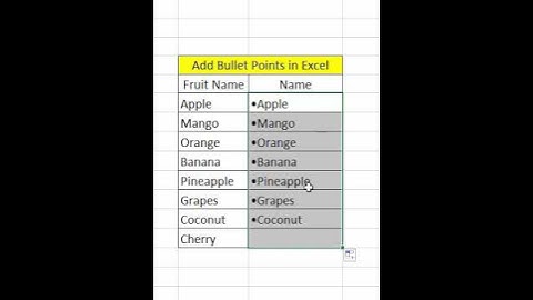 Add bullet point in Excel