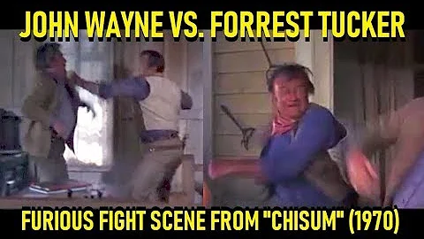 John Wayne Vs. Forrest Tucker: Furious Fight Scene From "Chisum" (1970)