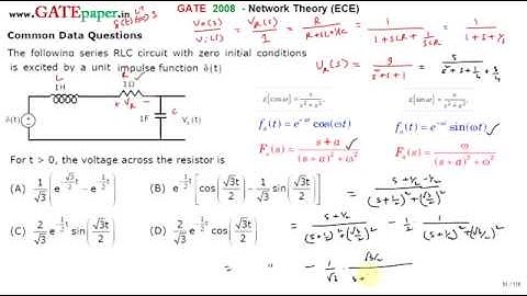 GATE 2008 ECE Expression for voltage across Resistor for given series RLC circuit