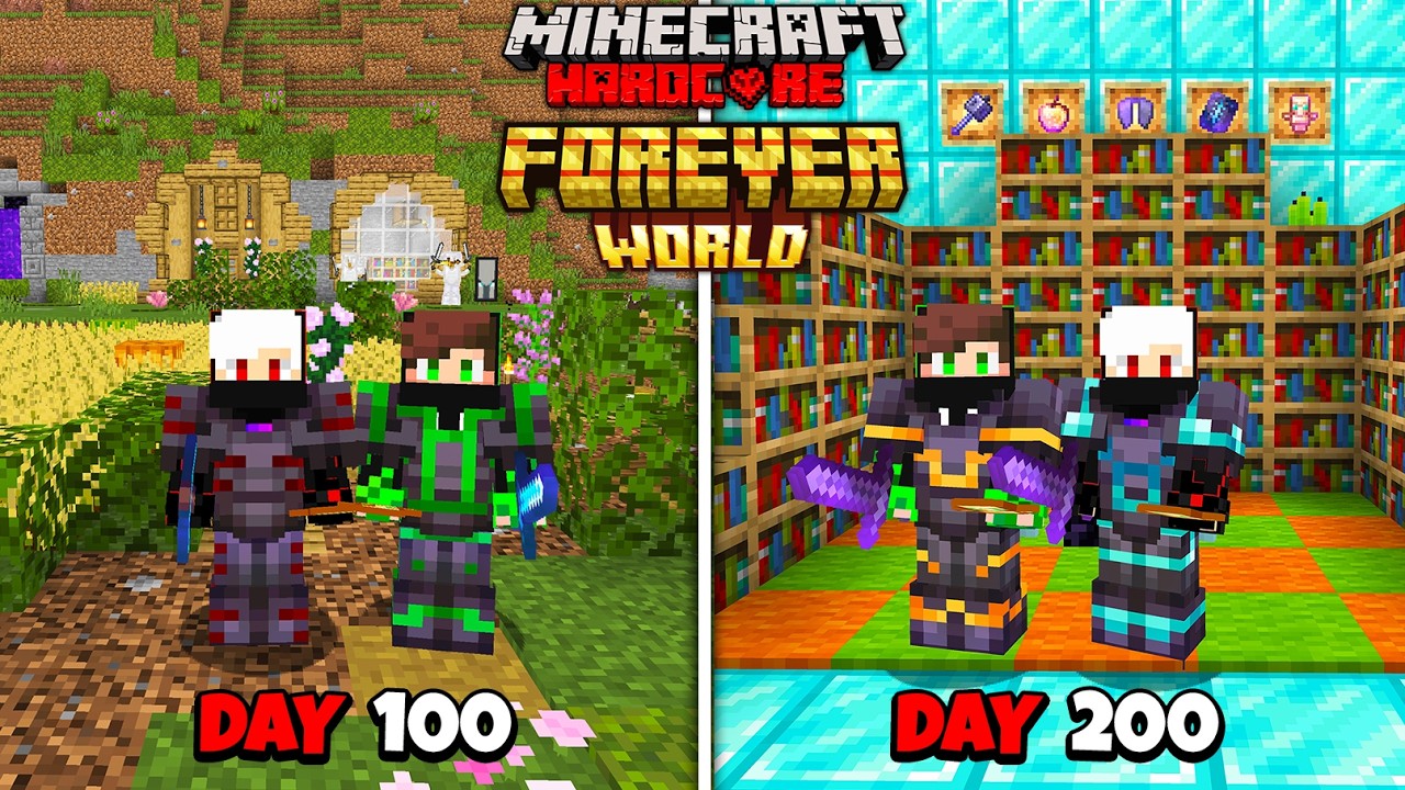 We Survived 200 Days In Forever World In Minecraft Hardcore.. ! - YouTube