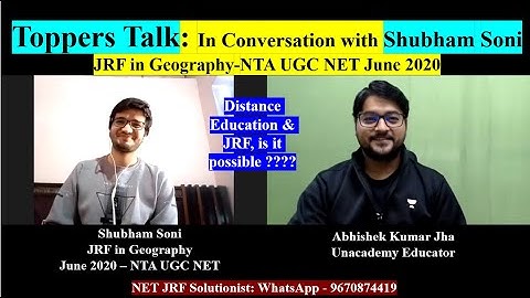 Toppes Talk | Shubham Soni | JRF in Geography | June 2020 | NTA UGC NET