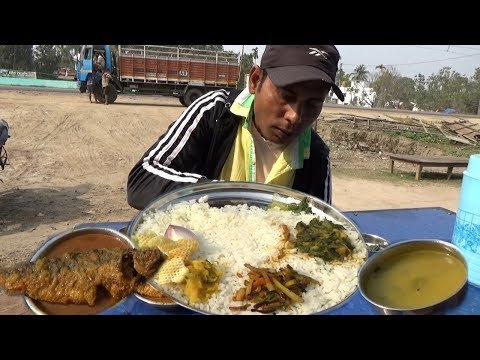 Eating Show | Lunch Charapona Fish with Rice & Vegetables | Indian Food