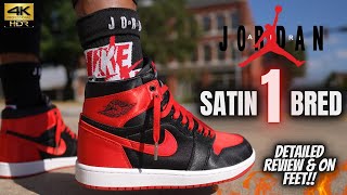 EARLY LOOK!! JORDAN 1 SATIN BRED DETAILED REVIEW & ON FEET W LACE SWAPS!!