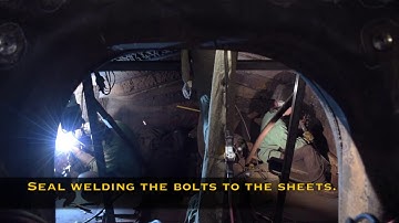 Seal welding staybolts in the firebox of N&W 611