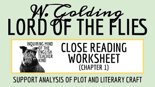 Lord of the Flies Chapter 1 Close Reading Inference Worksheet for High School