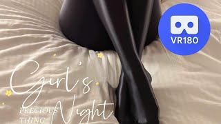 [VR180] Asian girl wearing swimsuit and shiny LEOHEX tights, legs Ang feet up close