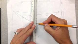 2 point perspective drawing of a maze